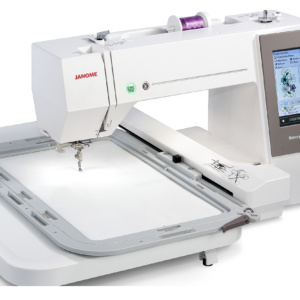 Janome Memory Craft 550E Limited Edition standalone embroidery machine on display at the Bunn NC showroom.