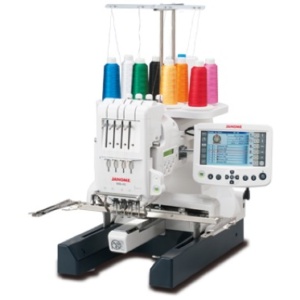 Janome MB-4S four-needle professional embroidery machine on display at the Bunn NC showroom.
