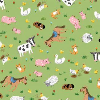Michael Miller Fabrics - Barnyard Animals - CX9330-GREE-D