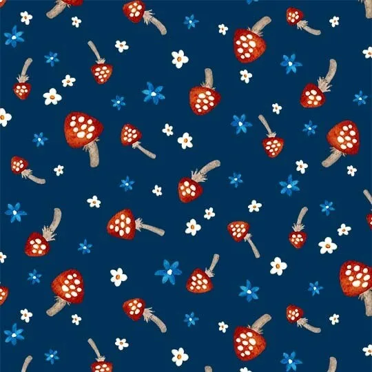 Gnome Sweet Gnome - Little Forest Mushrooms - DC9608-NAVY-D