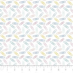 Camelot Fabrics - Teachers Rule - Paperclips - Pastel