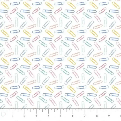 Camelot Fabrics - Teachers Rule - Paperclips - Pastel