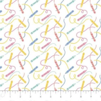 Camelot Fabrics - Teachers Rule - Crayons - Pastel
