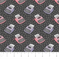 Camelot Fabrics - Literary - Typewriters - Charcoal