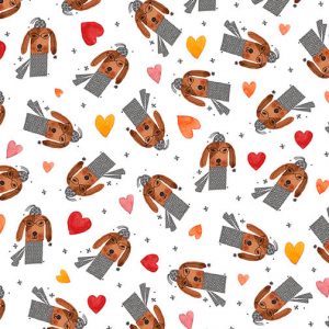 It's Raining Cats and Dogs by Terry Runyan - Hearts & Dogs - White