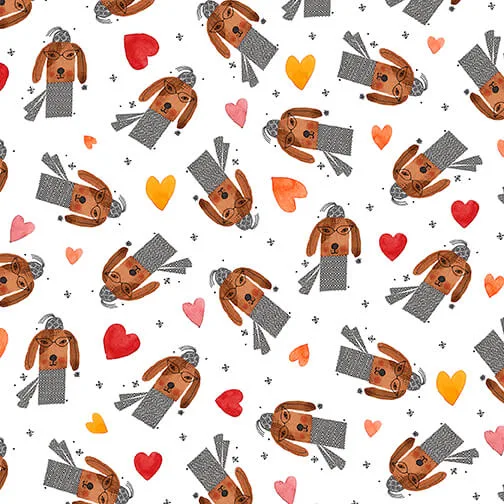It's Raining Cats and Dogs by Terry Runyan - Hearts & Dogs - White