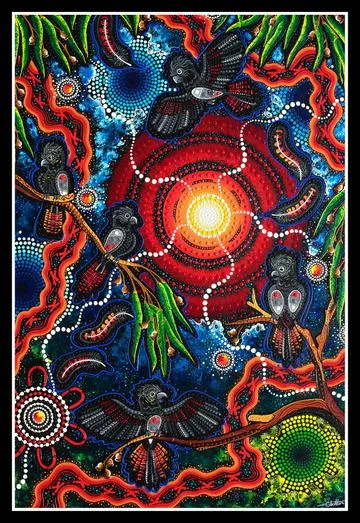 Aboriginal - Spirit of the Bush - Cockatoo - Panel 3/4 yard