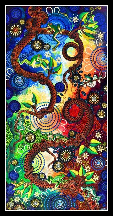 Aboriginal - Spirit of the Bush - Frog Dreaming - Panel 2/3 yard