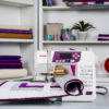 • Janome 3160QDC-G wide extension table attachment setup configured for large quilting projects serving Wilmington and Coastal NC.