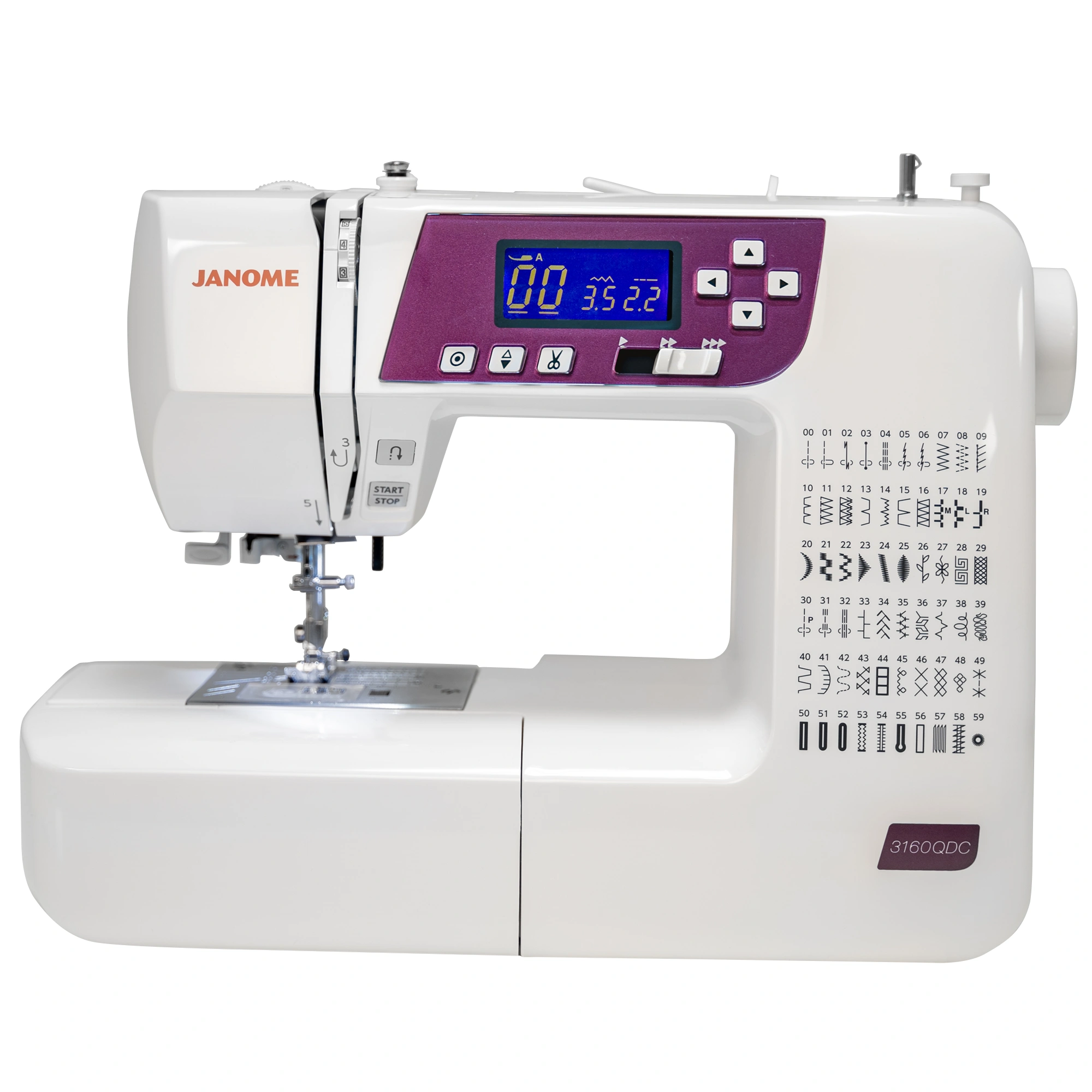 Janome 3160QDC-G lightweight computerized sewing and quilting machine on display at The Broken Needle in Bunn, NC.
