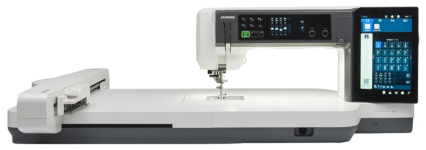 Janome CM17 advanced AcuFeed Flex Plus fabric feed system configured for precise quilting layer alignment serving Wilmington, NC.