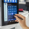 Janome Continental M17 featuring dual interactive color touchscreen displays showing active stitch edits near Raleigh, NC.