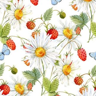 In The Beginning Fabrics Hedgehog Hollow - Daisies and Strawberries