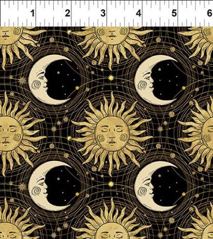 In the Beginnings Fabrics, The Sun, The Moon, and the Stars! -Ringed Black Suns and Moons