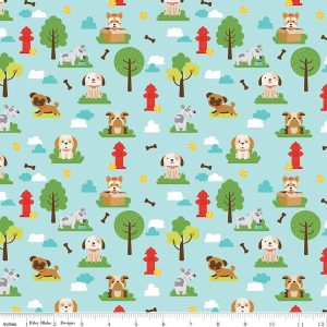 Pets Dogs- Aqua by Lori Whitlock for Riley Blake Designs