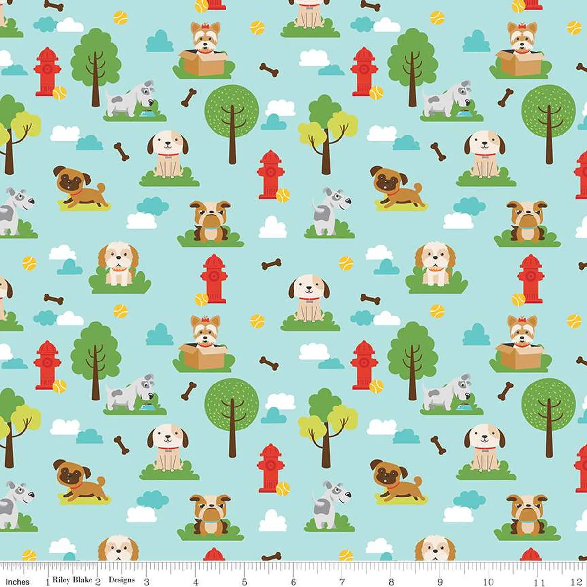 Pets Dogs- Aqua by Lori Whitlock for Riley Blake Designs