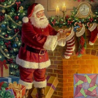 A Nostalgic Christmas Santa by the Fireplace Panel