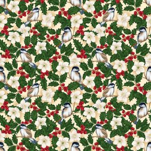All Spruced up by Satin Moon Designs - 2769-41 Chickadees with Flowers