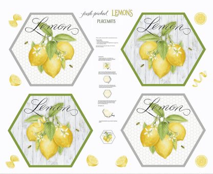 Fresh Picked Lemons by Jane Shasky Placemats 36In x 44In Panel