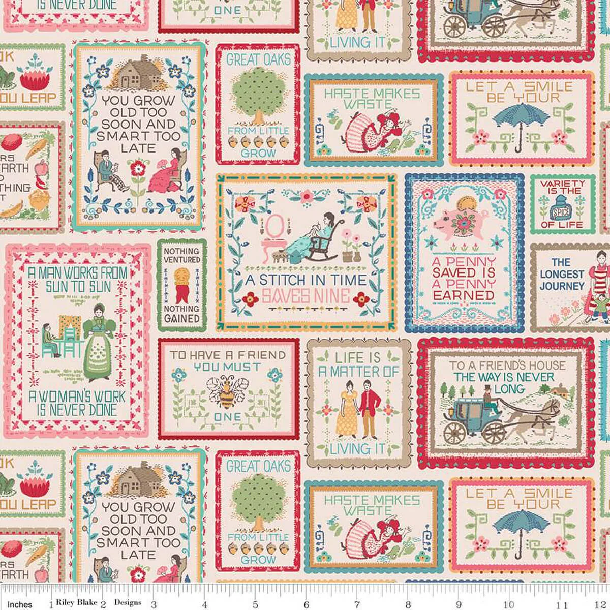 Mercantile Multi Vintage Advice Canvas Home Dec 58" Wide Yardage