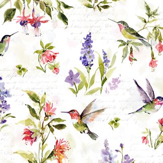 Hummingbird Floral by Susan Winget - Birds & Floral White