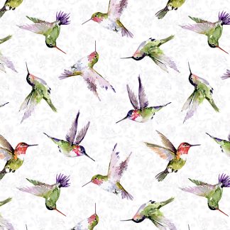 Hummingbird Floral by Susan Winget -Hummingbird Toss White