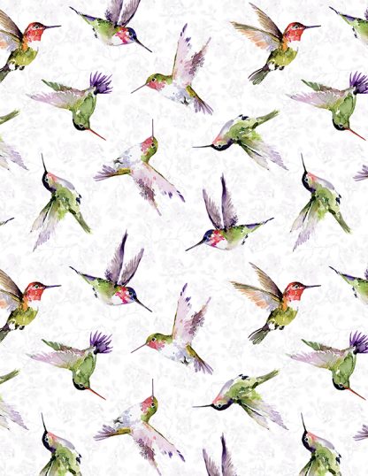 Hummingbird Floral by Susan Winget -Hummingbird Toss White