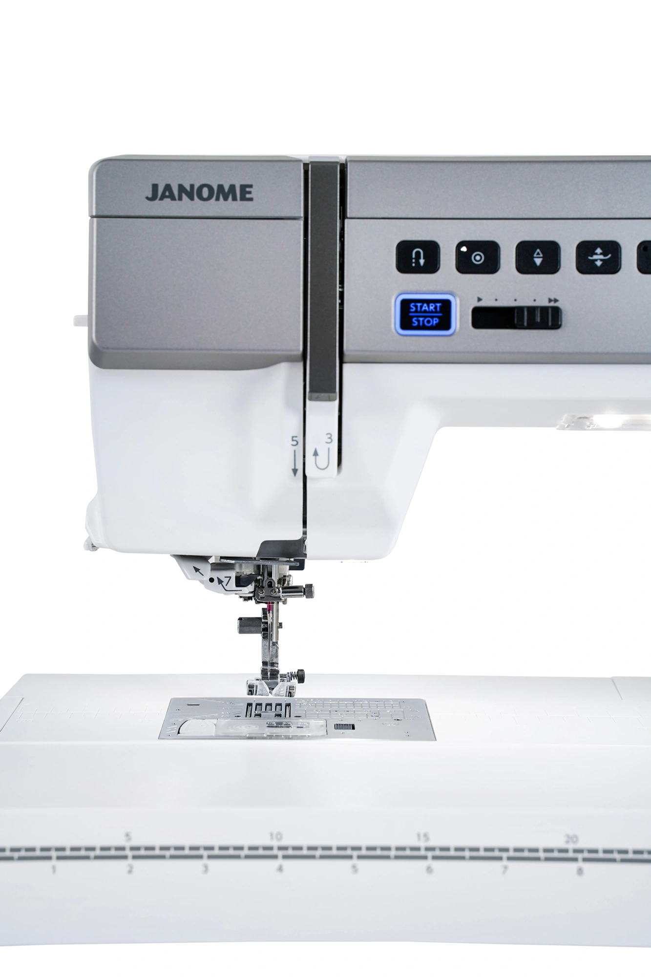 Janome Horizon MC9480QCP standard quilting accessory box and 1/4-inch seam foot O layout near Raleigh, NC.