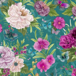 Midnight Garden by Danielle Leone - Large Floral All Over Teal