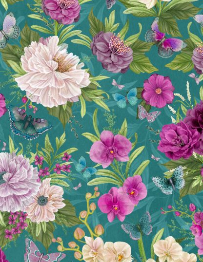 Midnight Garden by Danielle Leone - Large Floral All Over Teal