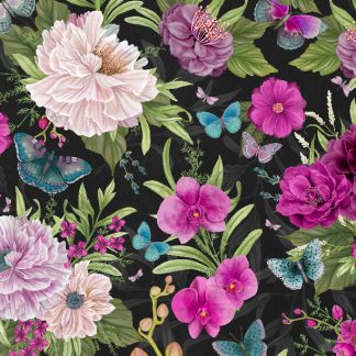 Midnight Garden by Danielle Leone - Large Floral All Over Black