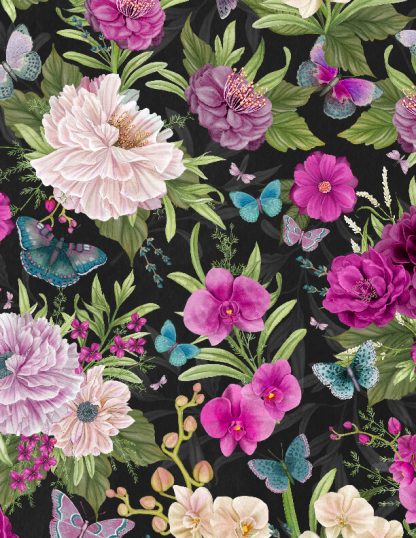 Midnight Garden by Danielle Leone - Large Floral All Over Black