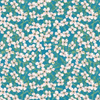 Midnight Garden by Danielle Leone -Small Floral Teal/Cream
