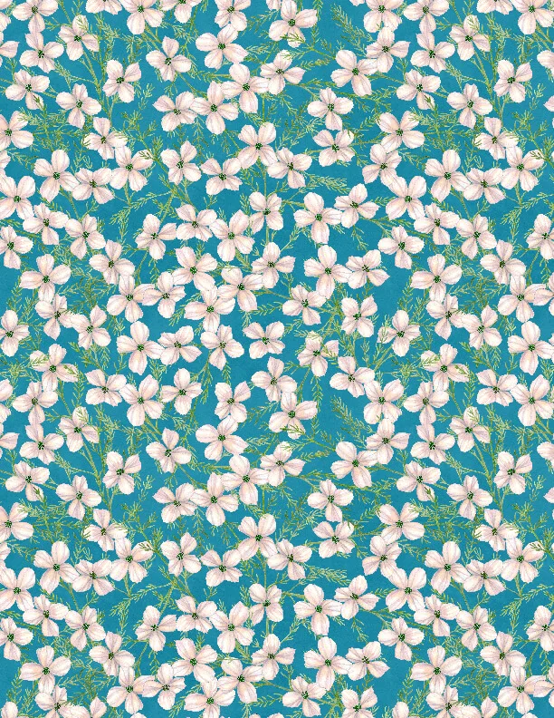 Midnight Garden by Danielle Leone -Small Floral Teal/Cream