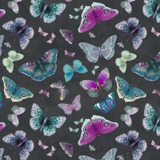 Midnight Garden by Danielle Leone - Garden Butterflies Floral All Over