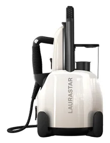 A white Laurastar Lift steam iron system on display at The Broken Needle shop in Bunn, NC.