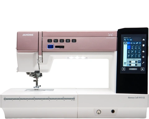 Janome Horizon Memory Craft 9410QC computerized sewing and quilting machine on display at The Broken Needle in Bunn, NC.