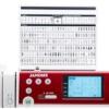 • Close-up of the Janome Memory Craft 6650 backlit digital LCD display panel showing utility stitch settings near Raleigh, NC.