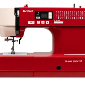 Janome Travel Mate 30 lightweight computerized sewing machine on display at The Broken Needle store in Bunn, NC.