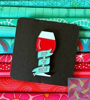 Sip 'N' Sew Wine Enamel Pin