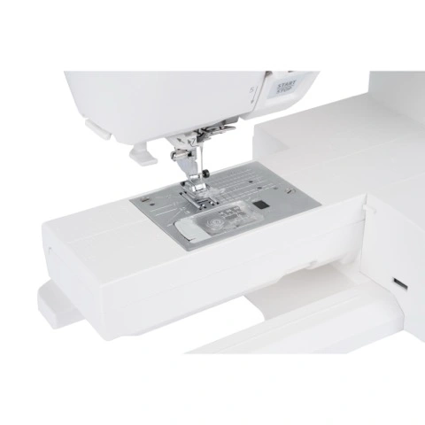 Janome Skyline 3 convertible free arm bed and integrated accessory storage configuration wilmington, NC.