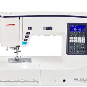 Janome Skyline 6 Anniversary Edition computerized sewing machine on display at The Broken Needle in Bunn, NC.