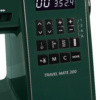 Janome Travel Mate 200 backlit digital navigation panel showing programmable block alphabet modes near Wake Forest, NC.