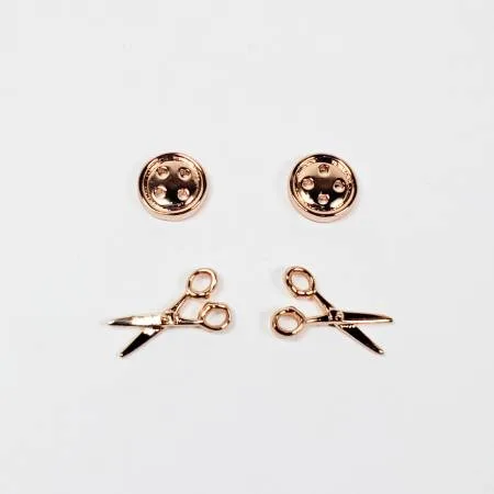 Button & Scissors Earring Set of 2 Rose Gold Button & Scissors Earring Set of 2 Rose Gold