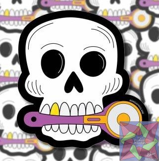 Skull with Rotary Cutter Stickers