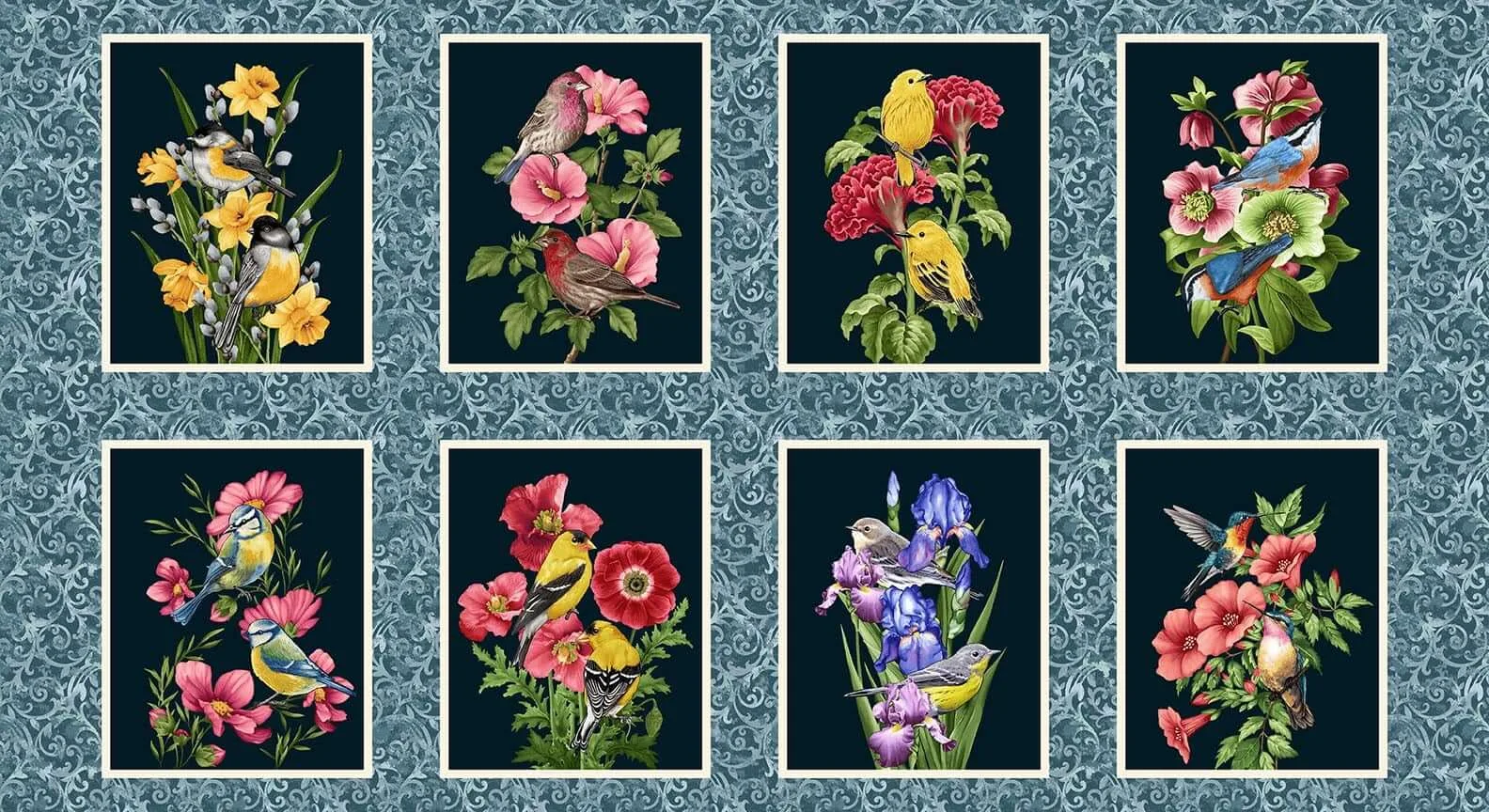 Garden Symphony - 8" x 10" Blocks - Teal