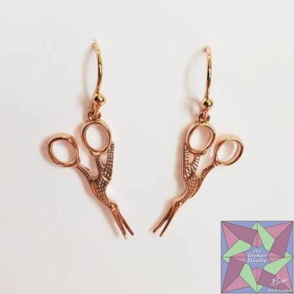 Stork Scissor Drop Earring Rose Gold