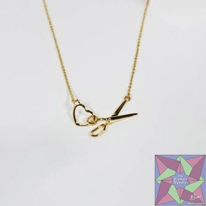 Scissor & Heart Charm Necklace Gold