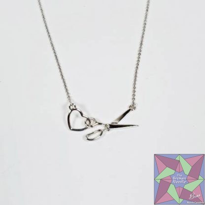 Scissor & Heart Charm Necklace Silver