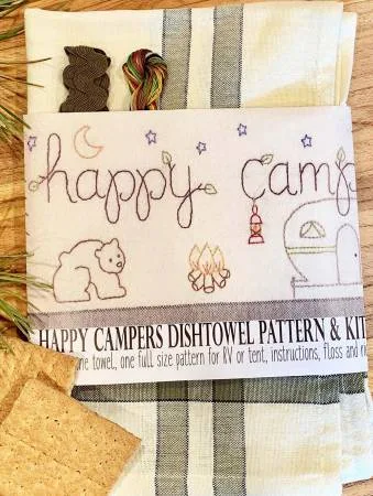 Happy Campers Dishtowel Pattern and Kit Bareroots
